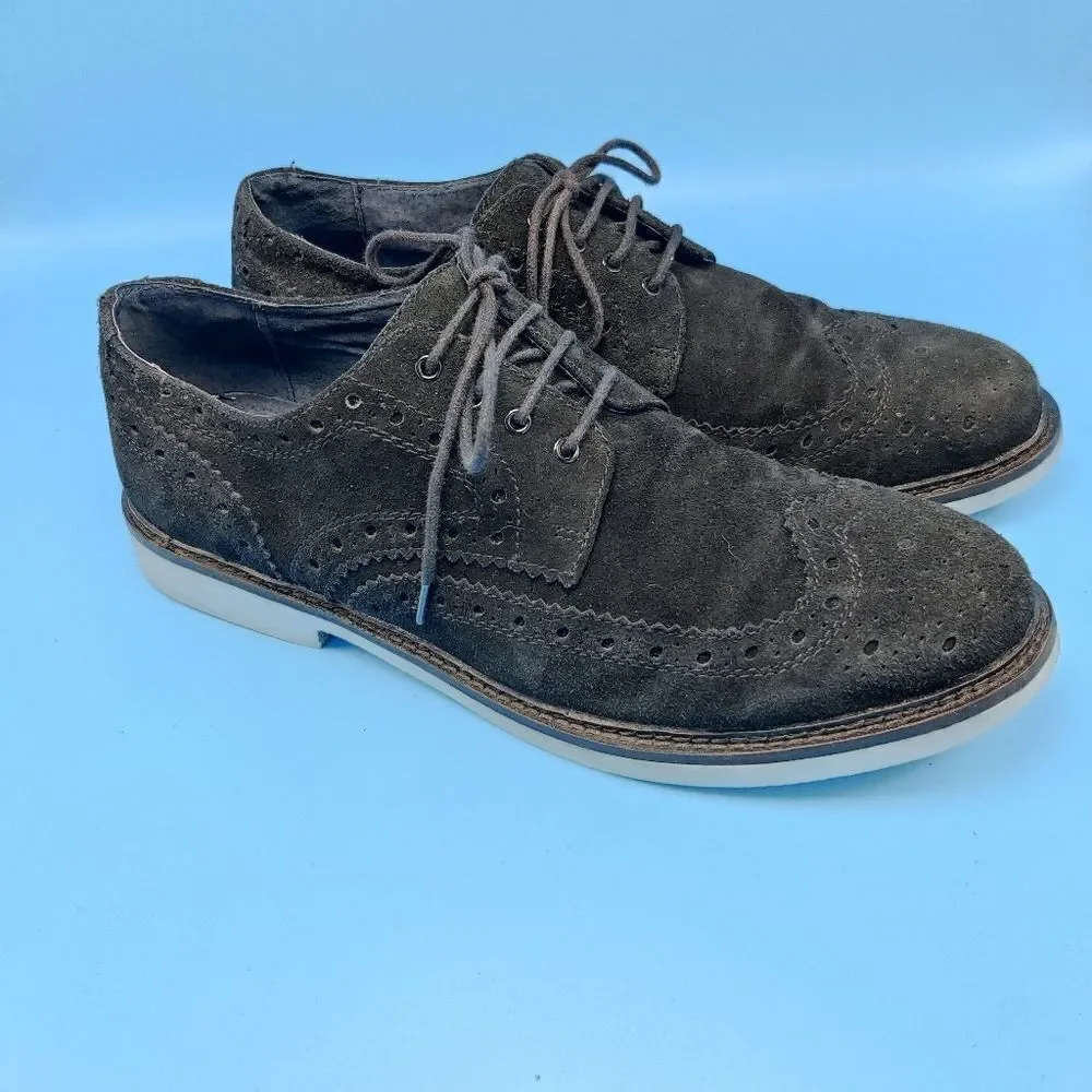 Joseph Abboud Suede Wingtip Brogue Oxford Shoes Men’s Size 11.5 Charcoal Black